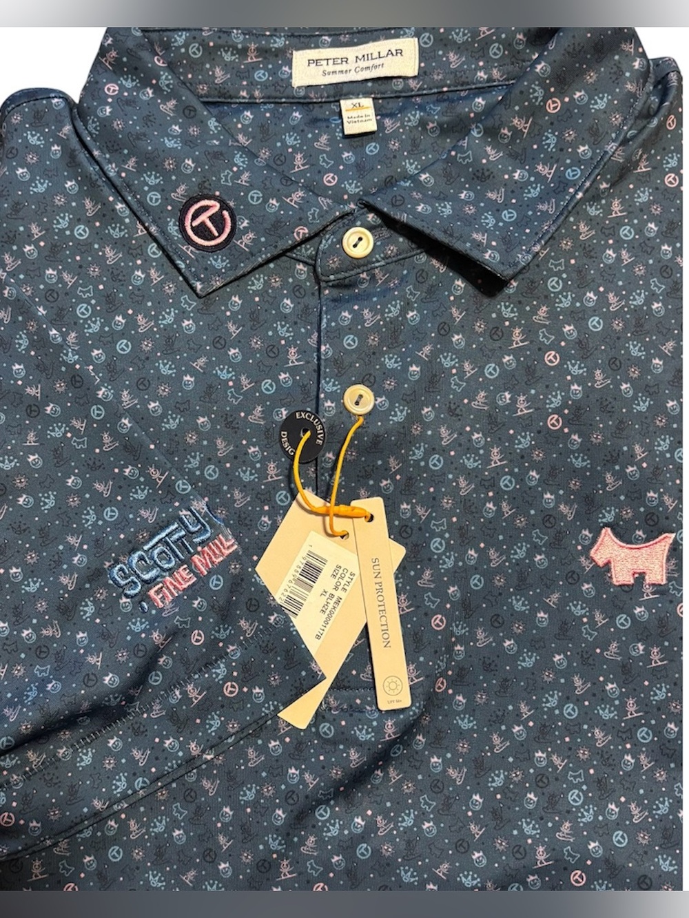 Scotty Cameron Peter Millar GALLERY Exclusive Navy Cast Of Characters Polo XL